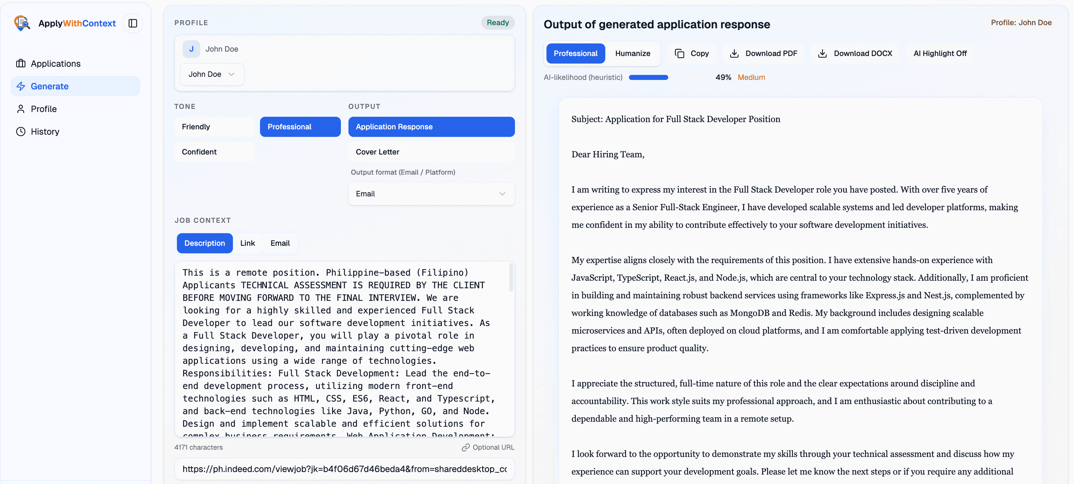 ApplyWithContext drafting interface preview